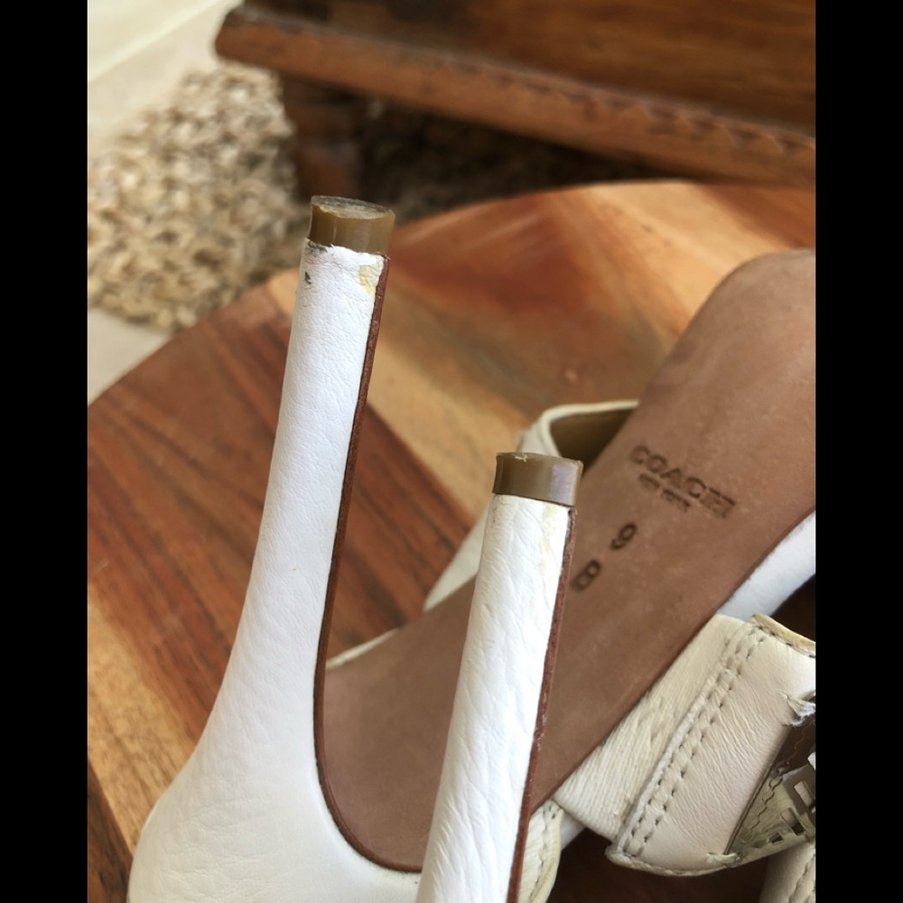 COACH HADLEY WHITE LEATHER HEELS - Picture 6 of 7